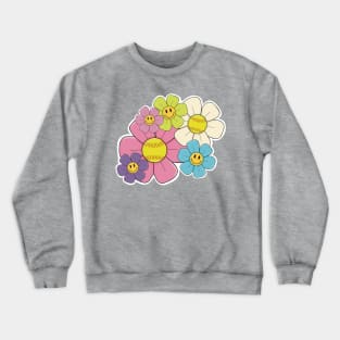 Groovy Softball Flowers Crewneck Sweatshirt